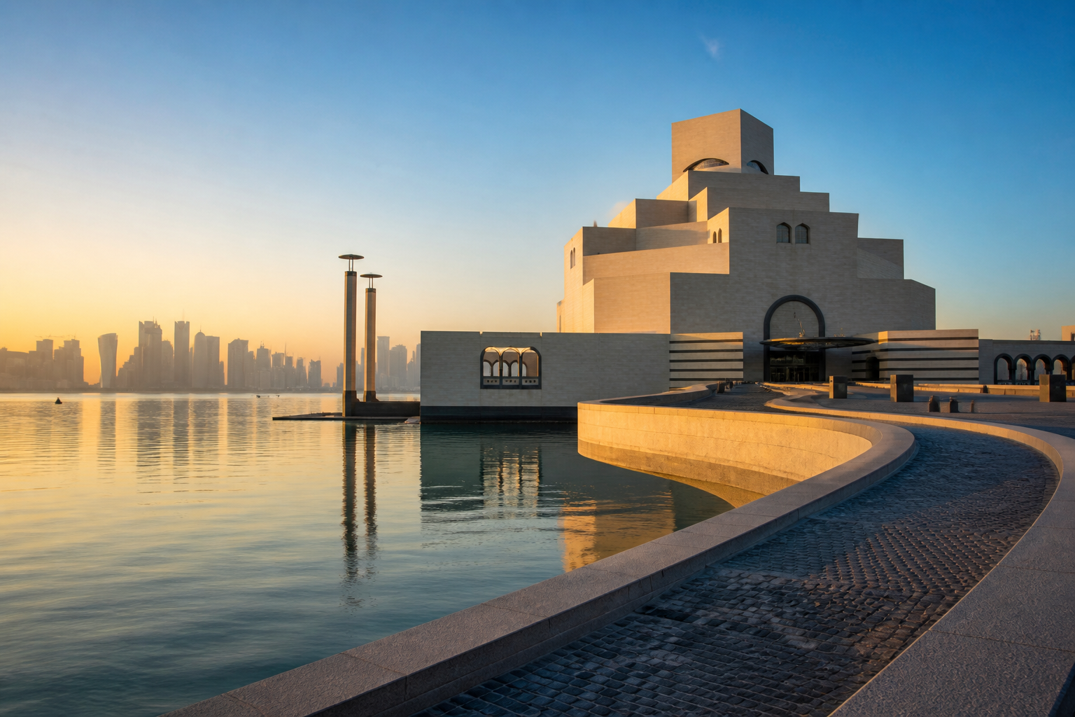 Museum of Islamic Art waterfront in Doha, Qatar